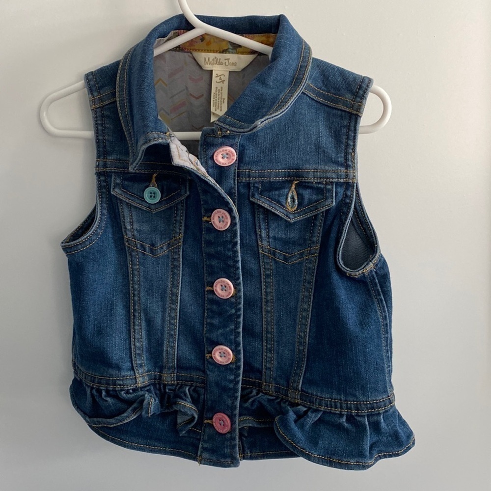 Matilda Jane Ruffle Jean Vest EUC